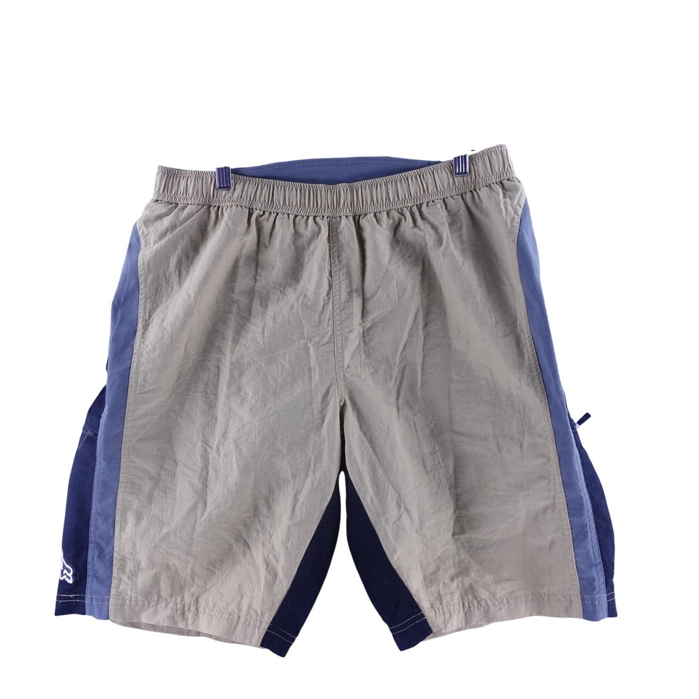 Fox Racing Mens Large Mountain Bike Shorts Colorblock Tan Blue MTB Riding Gear